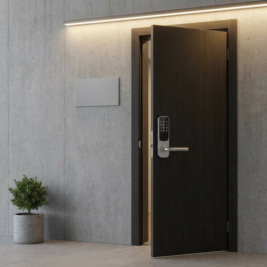 דלת עם קיר בטון